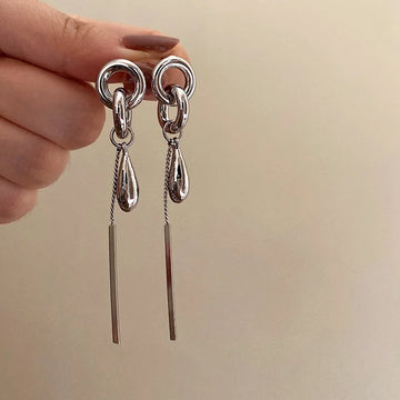 DAIIIBABYYY  -  Fashion Simple Metal Chain Pendant Earrings For Women Personality Popular Long Earrings Travel Jewelry Gift